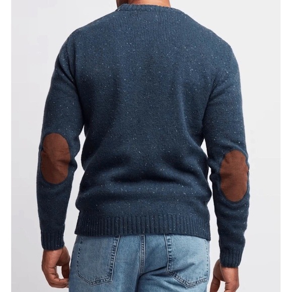 Line of Trade Sweater Men XL Blue Knit Elbow Pads Wool Rustic Cabincore Lodge - Picture 2 of 13